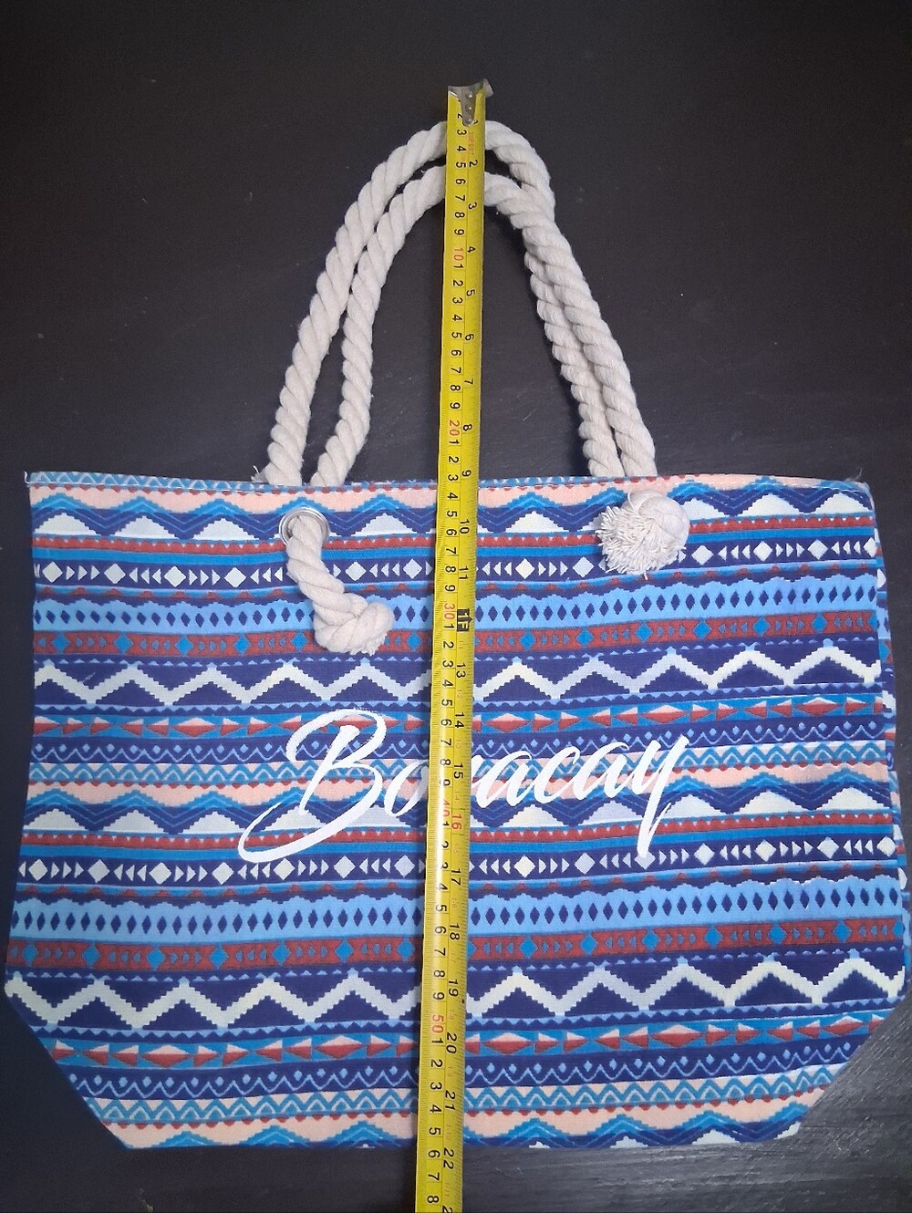 Boracay Blue Patterned Rope-Handle Beach Tote - Picture 5 of 6